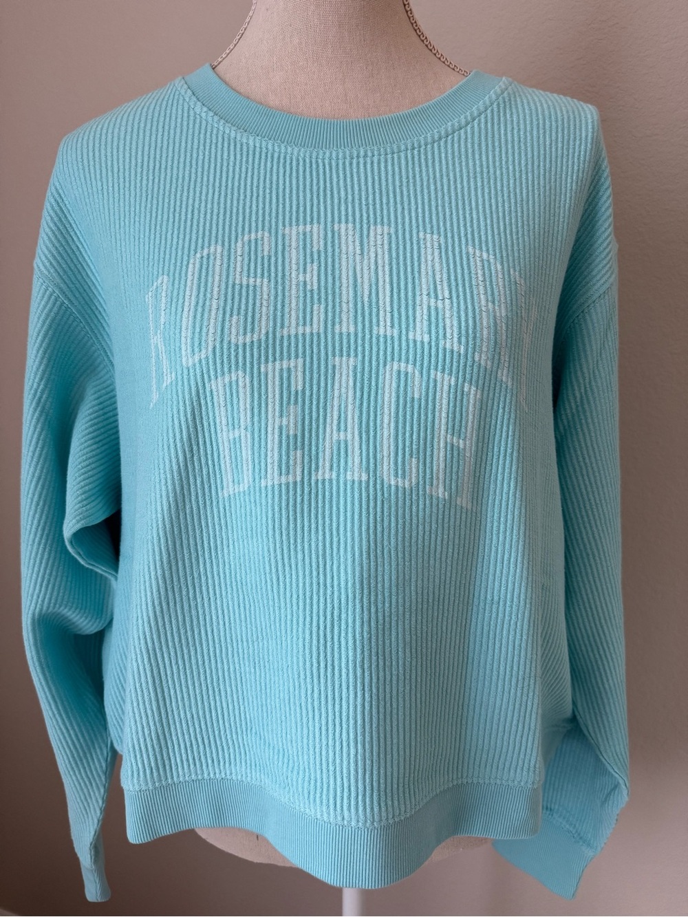 League Light Blue Ribbed 'Rosemary Beach' Crewneck Sweater